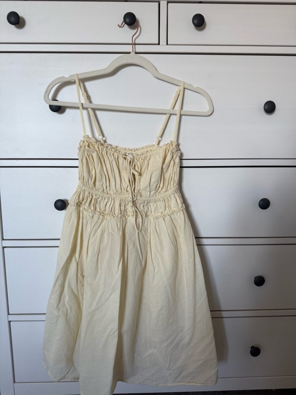 Aerie - Cream Smocked Mini Dress with Adjustable Straps